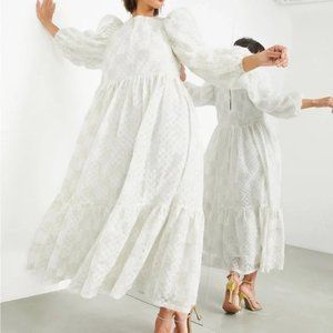 NWT, ASOS Oversized Dress, Ivory, Fluffy Metallic Textured Mesh